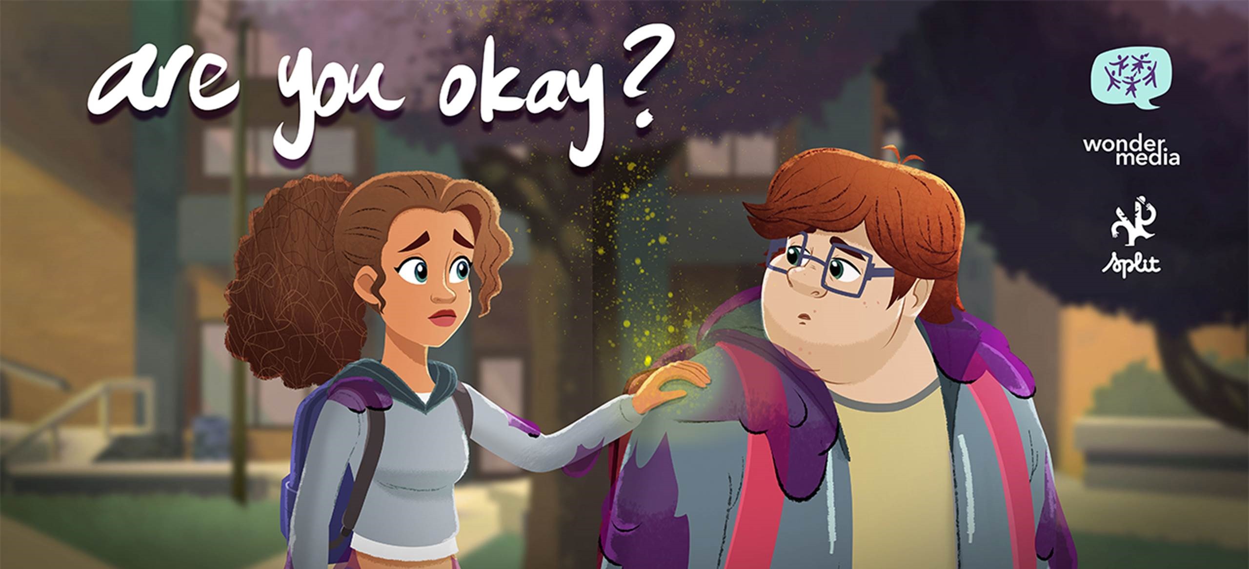 Terry Thoren's Animation to reach children in crisis - text reads "are you okay?"